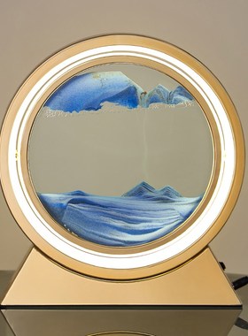 轻奢创意流沙画沙漏摆q件带灯电视柜酒柜装饰客厅办公室桌面装饰