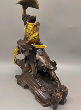 仿古古玩收藏纯铜鎏金天师钟馗神像铜器工艺品家居办公室装饰摆件