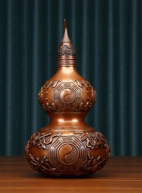 紫铜葫芦摆件开盖空心葫芦家居客厅酒柜玄关办公室桌装饰