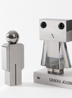 Rzone 简约现代几何水晶玻璃银色抽象人物摆件客厅桌面家居装饰品