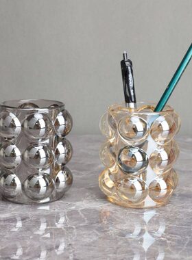 新中式水晶泡泡球笔筒售楼部卧室客厅餐厅书房电视柜桌面饰品摆件
