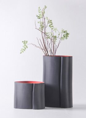 现代简约样板房客厅电视柜花瓶摆件软装创意几何3D打印陶瓷插花器