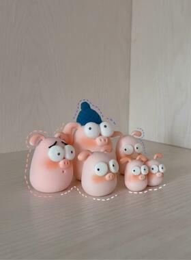 XIA原创自制树脂粘土小猪可爱家居摆件装饰品汽车内装饰摆件