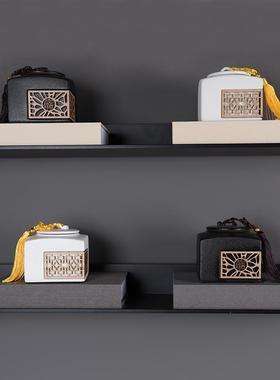 厨房装饰摆件新中式禅意茶叶罐摆设高档客厅博古架样板间软装饰品