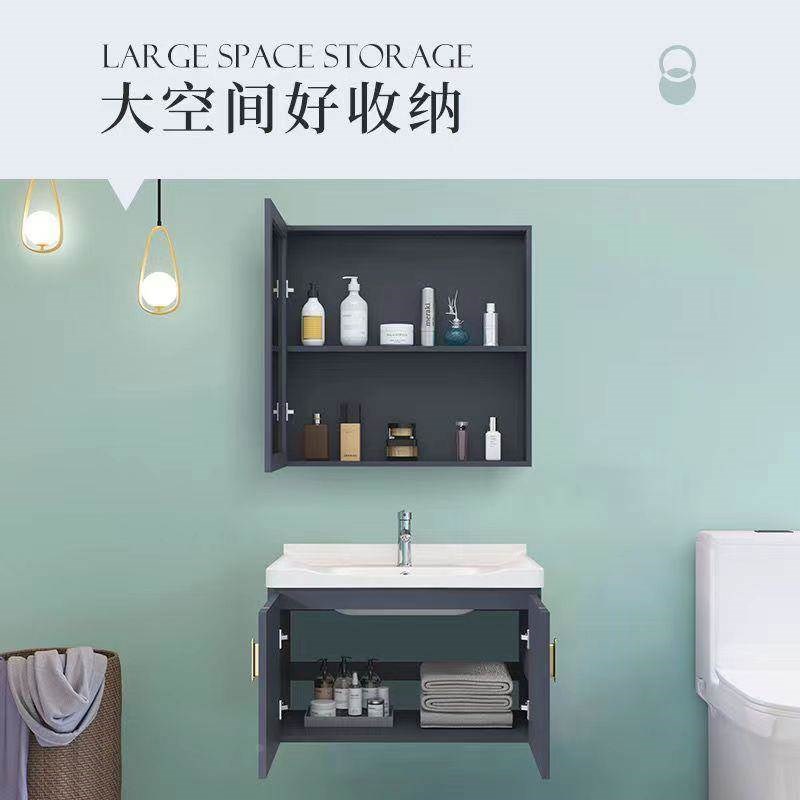 洗漱盆化妆室浴室柜n组合岩板一体陶瓷盆洗手台家用小户型酒店旅 - 图2