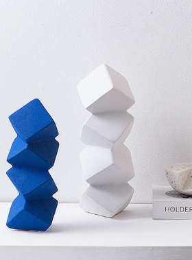 样板房陈设书f柜子简约现代黑白圆球售楼部几何蓝色装饰品客厅摆