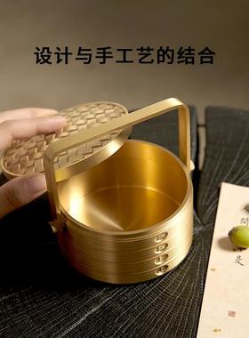 搬家送礼乔迁新居礼品高档实用礼物蒸蒸日上客厅装饰黄铜蒸笼摆件