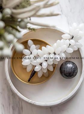 新中式现代简约白色玉石葡萄摆件样板房售楼处书房客厅软装饰品