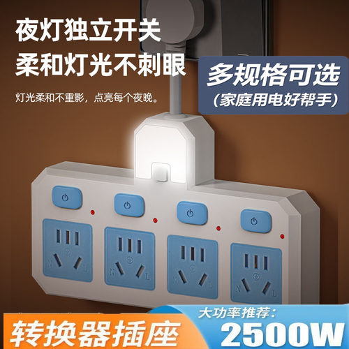 一转多插座转换器面板多孔位插排扩展接拖线板多功能家用插位插头 - 图0