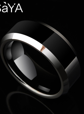 戒指男款乌金黑色个性嘻r哈尾戒潮素圈冷淡风指环女食指男士单身