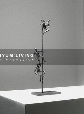本与简约现代轻奢展厅样板房间软装饰品I家居金属创意艺术人物摆
