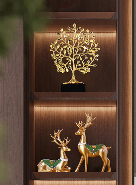 酒柜装饰品摆件客厅招财鹿乔迁新居玄关I电视柜轻奢高档家居工艺