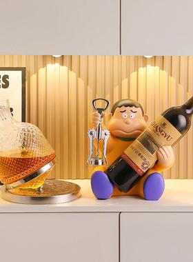 胖虎红酒架酒柜摆件现代轻奢高档客厅玄关电视餐柜家居装饰品