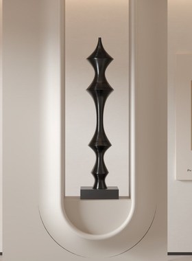 落地艺术摆e件螺纹诧寂风雕塑意式展示架玄关立柱装饰品