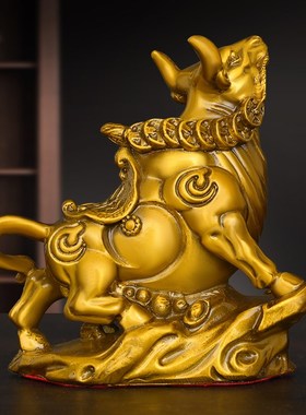 纯铜牛摆件牛气冲天n生肖牛家居客厅办公室装饰品开业乔迁礼品大