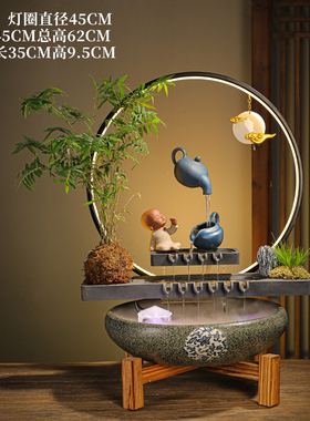 创意悬壶招财流水摆n件循环水生财办公室客厅桌面家居景观鱼缸礼