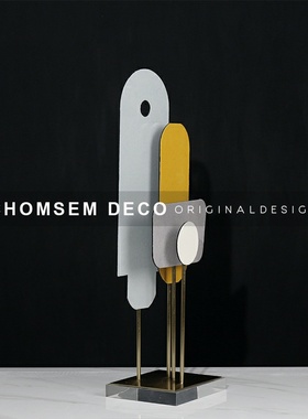 简约现代轻奢创意软装饰品几何拼A色艺术家居摆件样板房售楼处摆