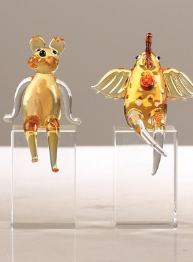 轻奢琉璃艺术动物摆件现代客厅办公室书房装饰乔迁书桌工艺品礼品