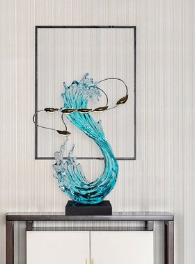 新款现代简约酒店透明装饰抽象雕塑工艺品时尚大S堂艺术品摆件软