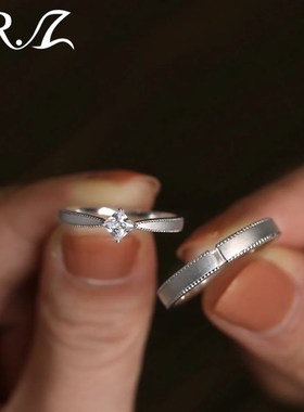 Z先生原创d925银培育钻石情侣对戒男女轻奢简约结婚订婚求婚戒指