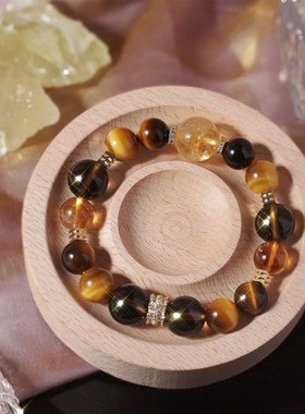 【金霸大综合】天然黄塔晶金虎眼C石黄水晶设计手链女款手串首饰