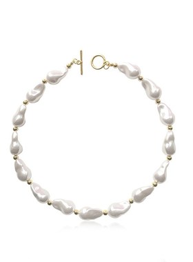 法式复古不规则巴洛克仿珍珠项链女新款H潮OT扣颈链个性小众锁骨