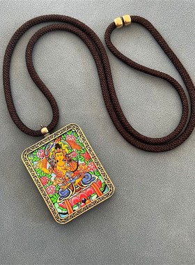 真品西藏手绘唐卡吊坠厂家十二生C肖八大守护神景区佛系纪念品代