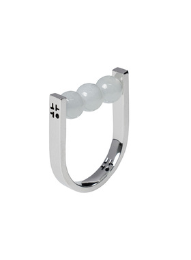 岂翡石来运转缅甸翡翠925银转珠戒指