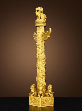 铜华表柱摆件九龙柱盘龙柱流云龙中华柱家居玄关客厅装饰工艺品纯