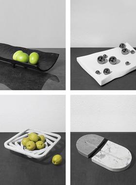 缪斯家孤品托盘不.退不换创意玻璃托盘果盘洞石收纳盘家居摆件