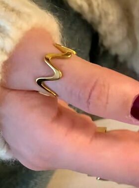 街头艺术感眼前一亮夸张波浪戒指凹造型街舞食指中指戒指高级范