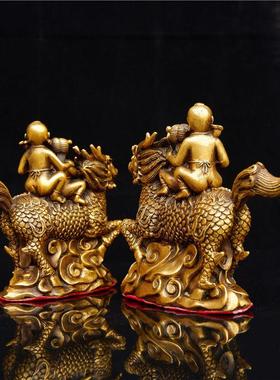 全铜麒麟礼品饰品麒麟对金童和女孩卧室装饰家居创意工艺品