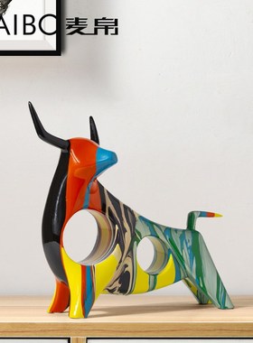 简约现代淋色牛树脂摆件家居客厅桌面电视柜精美礼品装饰品桌摆