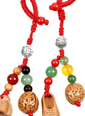 桃木新款包包车钥匙扣桃核挂件莲蓬虎头鞋成人男女本命年吊坠订做