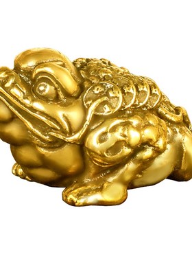 铜金蟾摆件纯铜呱呱来财三足蟾蜍手把件创意小号茶宠家居桌面装饰