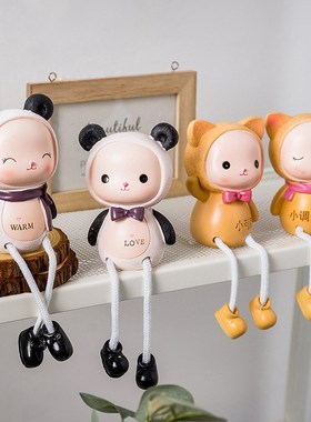 北欧ins创意可爱m少女心客厅装饰品玄关置物架吊脚娃娃桌面小摆件