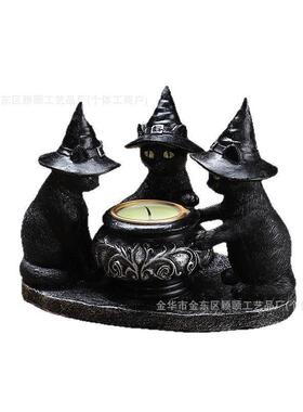 跨境新品Ghost Wizard Magic Cat Candlestick幽灵巫师魔法猫烛台