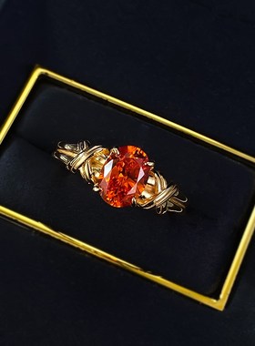 珠宝a 直播款S925银6*8mm椭圆芬达石戒指雷迪恩冰花切一件代发