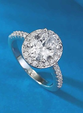 珠宝 2024新款925银7*9椭圆鸽子蛋O高碳钻戒指时尚简约戒指