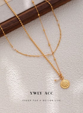 法式精致设计感饰品港风天然珍珠贝壳吊坠通O勤间珠链高级感项链