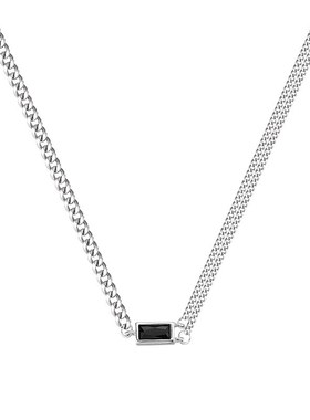 黑色方牌项链2024年新u款女项链女高级设计感小众锁骨链颈链