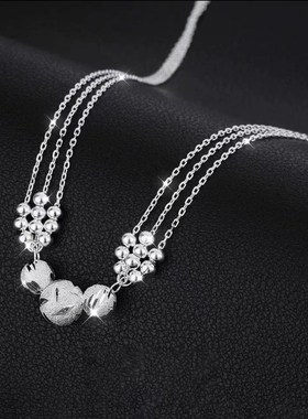 三生三世多层雕花转运珠女生项链小B众设计2023新款轻奢小圆珠项