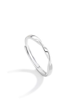 蝴蝶足银999情侣戒指男女时尚百搭款锆石戒环情T人节莫比乌斯对戒