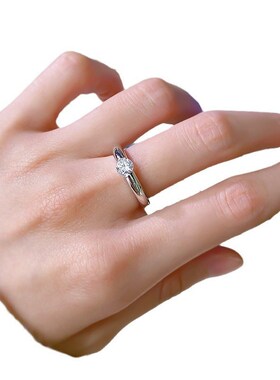 珠a宝 2024新款S925银镶嵌5.0mm光面仿真钻欧美风时尚款戒指