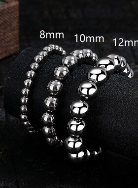 钛钢不锈钢珠手链 简约手饰串珠手串 304不锈钢T男女隔珠手链