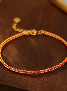 S925银新年编织r红绳手链女本命年轻奢幸运手绳手饰闺蜜礼物