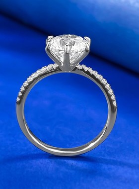 珠宝2023新款S925银经典8mm六爪戒指女高碳W钻微镶订婚指环