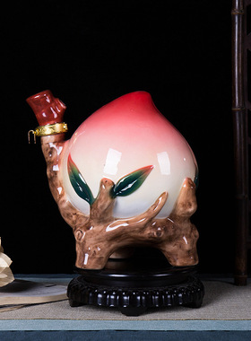 陶瓷酒坛5斤装寿桃酒瓶艺术白酒瓶空瓶密封酒具摆件寿桃