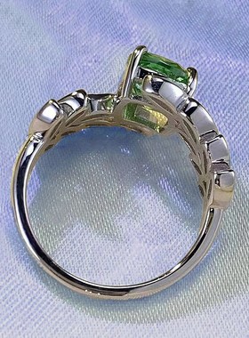 珠宝 2023新q款绿钻戒指925银树叶小清新镶嵌高碳钻小众设计