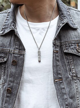 印章吊坠男士潮款个性复古饕餮项链配饰品可刻字挂坠Y创意国风饰